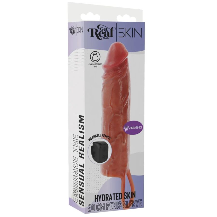 GET REAL - GUAINA VIBRANTE PER PENE IN SILICONE PER PELLE IDRATATA CARAMELLO 20 CM - GET REAL | Lingerie Harness Boutique