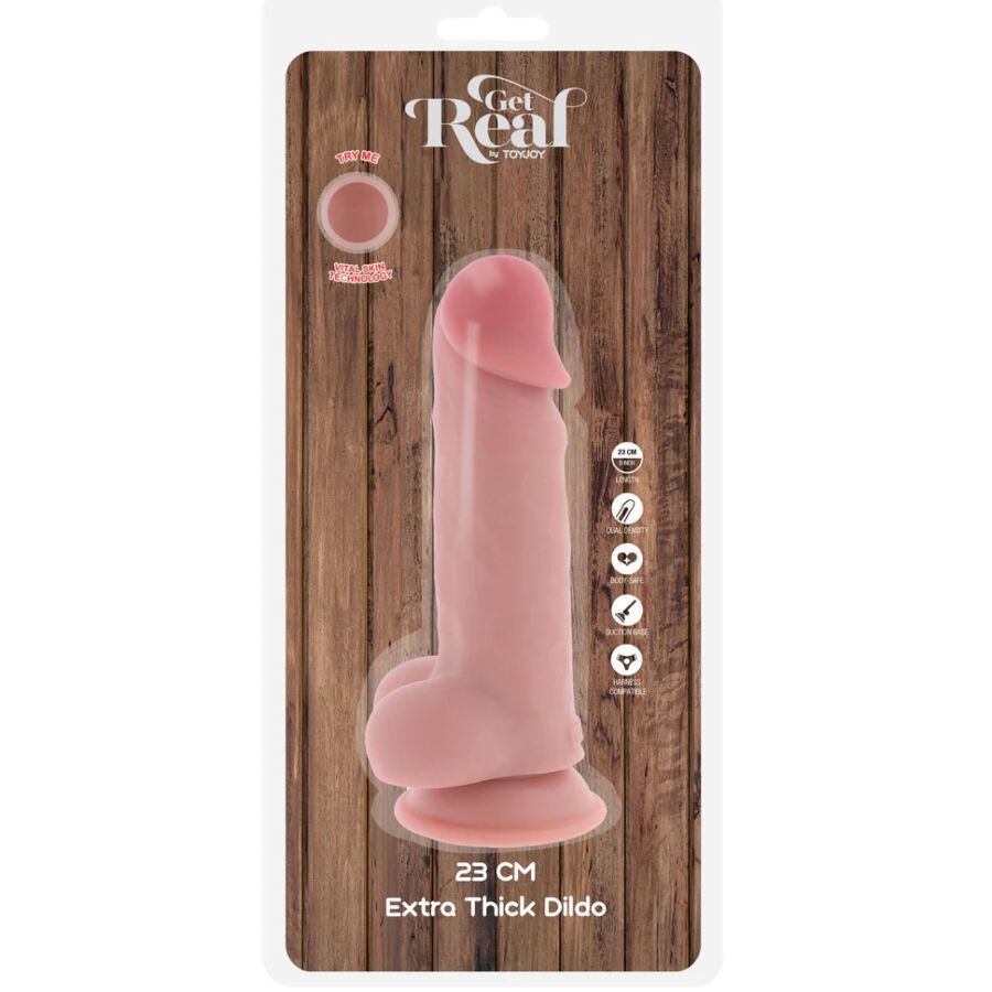 GET REAL - PENE REALISTICO DELUXE CON TESTICOLI EXTRA SPESSI 23 CM - GET REAL | Lingerie Harness Boutique
