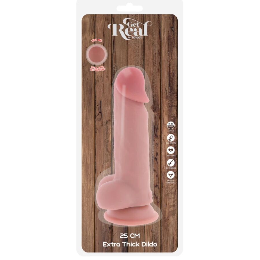 GET REAL - PENE REALISTICO DELUXE CON TESTICOLI EXTRA SPESSI 25 CM - GET REAL | Lingerie Harness Boutique