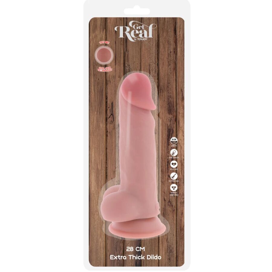 GET REAL - PENE REALISTICO DELUXE CON TESTICOLI EXTRA SPESSI 28 CM - GET REAL | Lingerie Harness Boutique