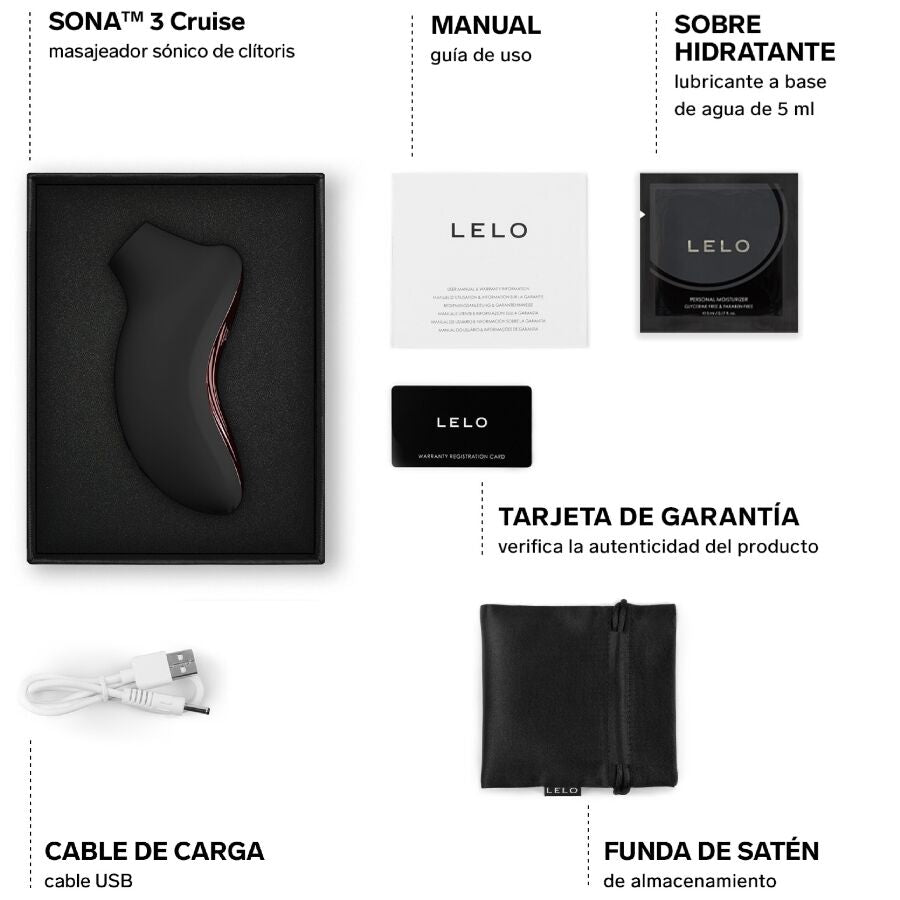 LELO - SONA 3 CRUISE MASSAGGIATORE CLITORIDEO SONICO NERO - LELO | Lingerie Harness Boutique