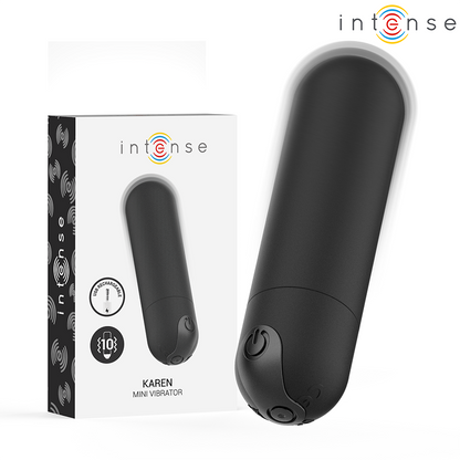 INTENSE - KAREN MINI PROIETTILE VIBRANTE RICARICABILE NERO - INTENSE FUN TOYS | Lingerie Harness Boutique