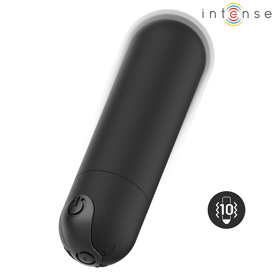 INTENSE - KAREN MINI PROIETTILE VIBRANTE RICARICABILE NERO - INTENSE FUN TOYS | Lingerie Harness Boutique