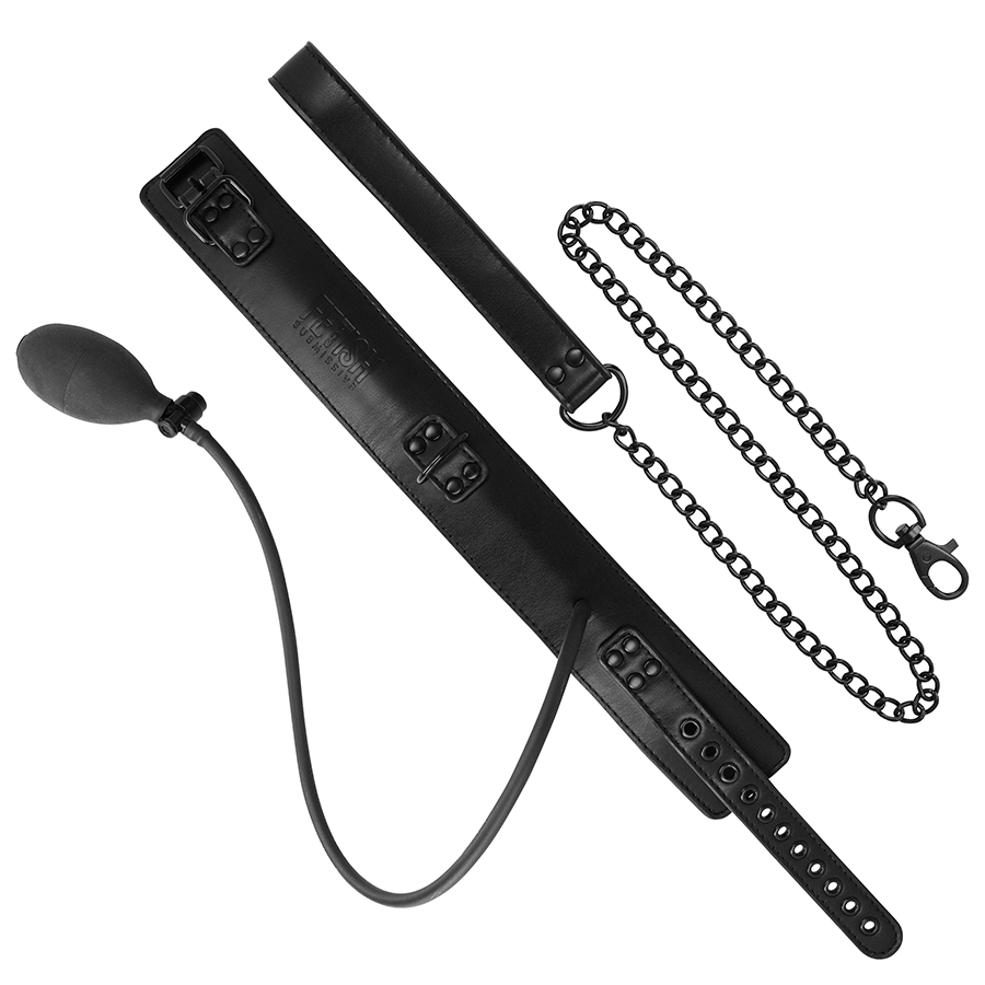 FETISH SUBMISSIVE BONDAGE - COLLARE GONFIABILE DA STRANGOLAMENTO CON CATENA - FETISH SUBMISSIVE EXTREME | Lingerie Harness Boutique