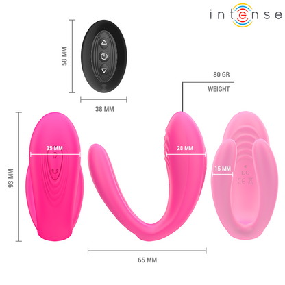 INTENSE - JULIA DOPPIO VIBRATORE STIMOLATORE A MORSETTO CON TELECOMANDO - INTENSE COUPLES TOYS | Lingerie Harness Boutique