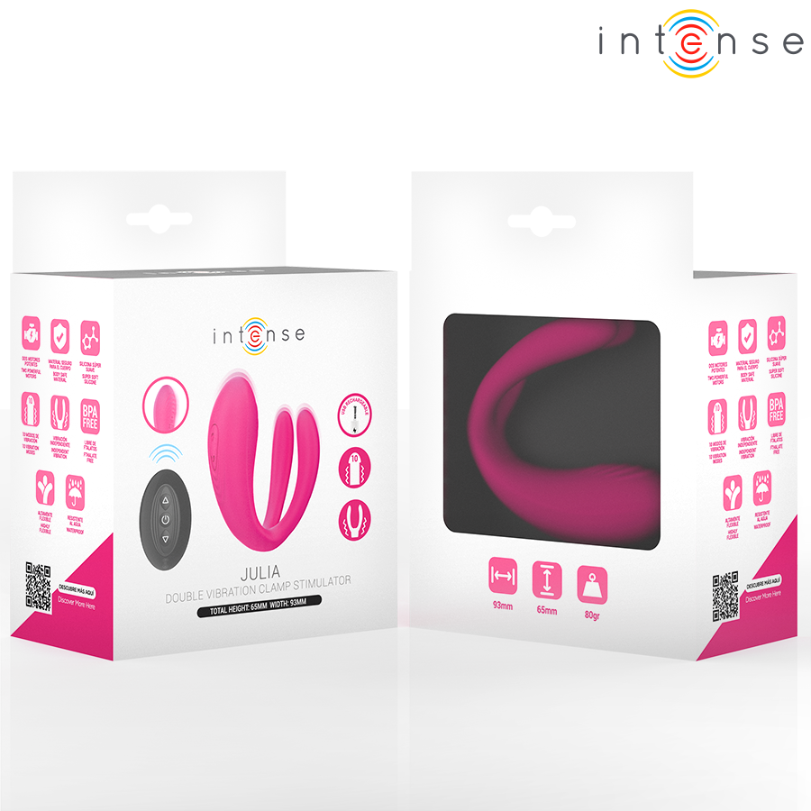INTENSE - JULIA DOPPIO VIBRATORE STIMOLATORE A MORSETTO CON TELECOMANDO - INTENSE COUPLES TOYS | Lingerie Harness Boutique