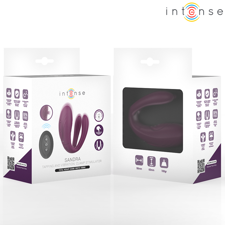 INTENSE - STIMOLATORE A MORSETTO CON VIBRAZIONE E TAPPING SANDRA CON TELECOMANDO - INTENSE COUPLES TOYS | Lingerie Harness Boutique