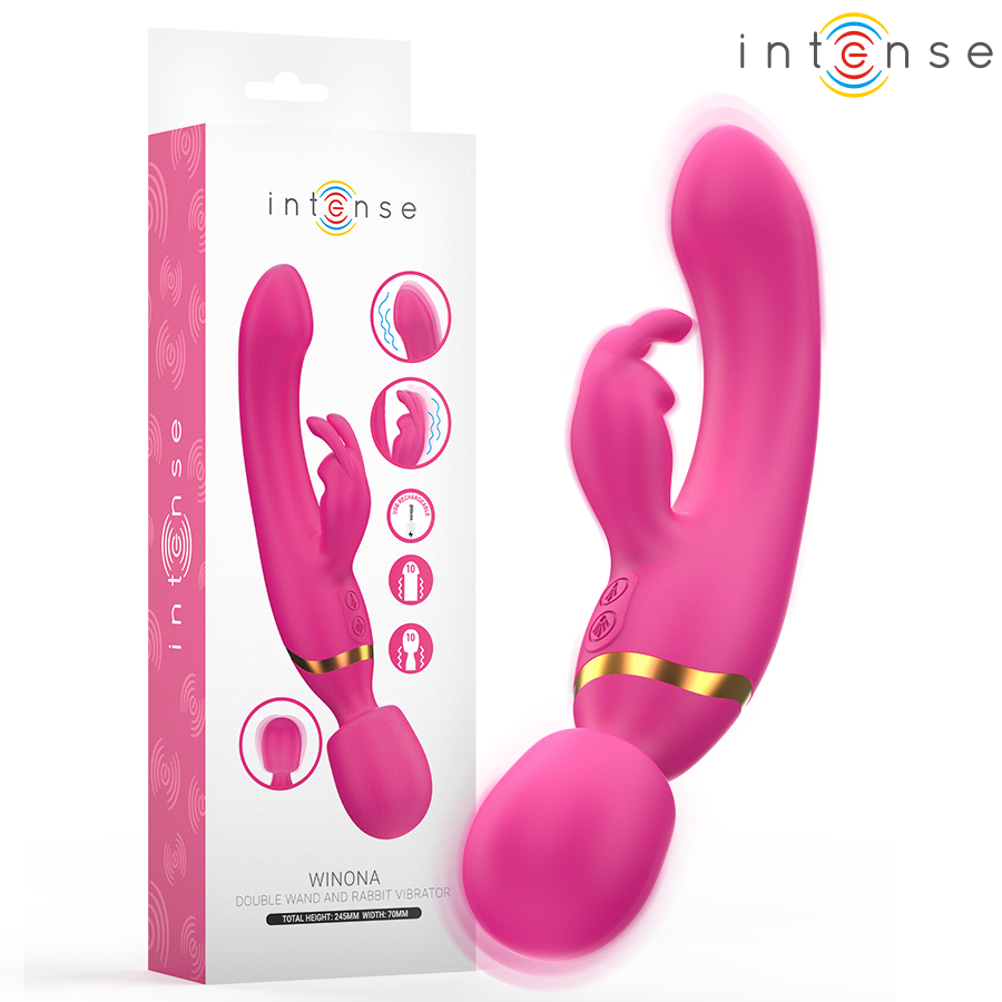 INTENSE - WINONA DOPPIO VIBRATORE CONIGLIO E BACCHETTA - INTENSE FUN | Lingerie Harness Boutique