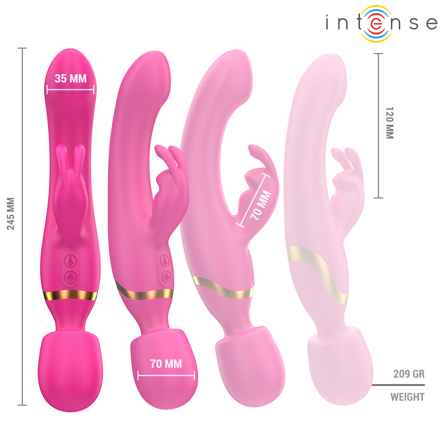 INTENSE - WINONA DOPPIO VIBRATORE CONIGLIO E BACCHETTA - INTENSE FUN | Lingerie Harness Boutique