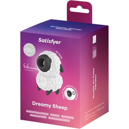 SATISFYER - VIBRATORE DREAMY SHEEP E STIMOLATORE A IMPULSI D'ARIA - SATISFYER AIR PULSE | Lingerie Harness Boutique