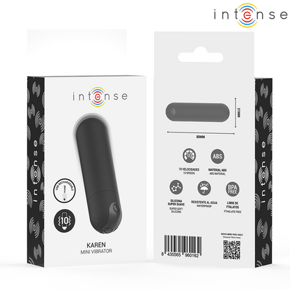 INTENSE - KAREN MINI PROIETTILE VIBRANTE RICARICABILE NERO - INTENSE FUN TOYS | Lingerie Harness Boutique