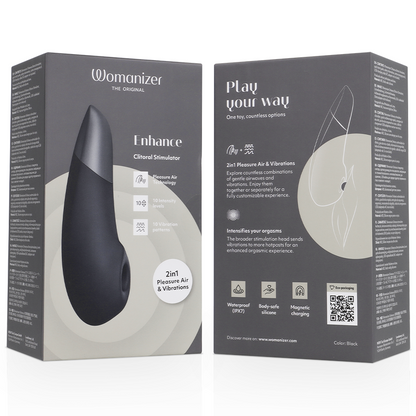WOMANIZER - STIMOLATORE CLITORIDEO ENHANCE NERO - WOMANIZER | Lingerie Harness Boutique