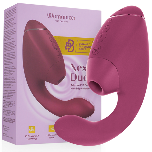 WOMANIZER - DUO NEXT STIMOLATORE DOPPIO CLITORIDEO E PUNTO G ROSA SCURO - WOMANIZER | Lingerie Harness Boutique