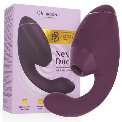 WOMANIZER - DUO NEXT STIMOLATORE DOPPIO CLITORIDEO E PUNTO G VIOLA SCURO - WOMANIZER | Lingerie Harness Boutique