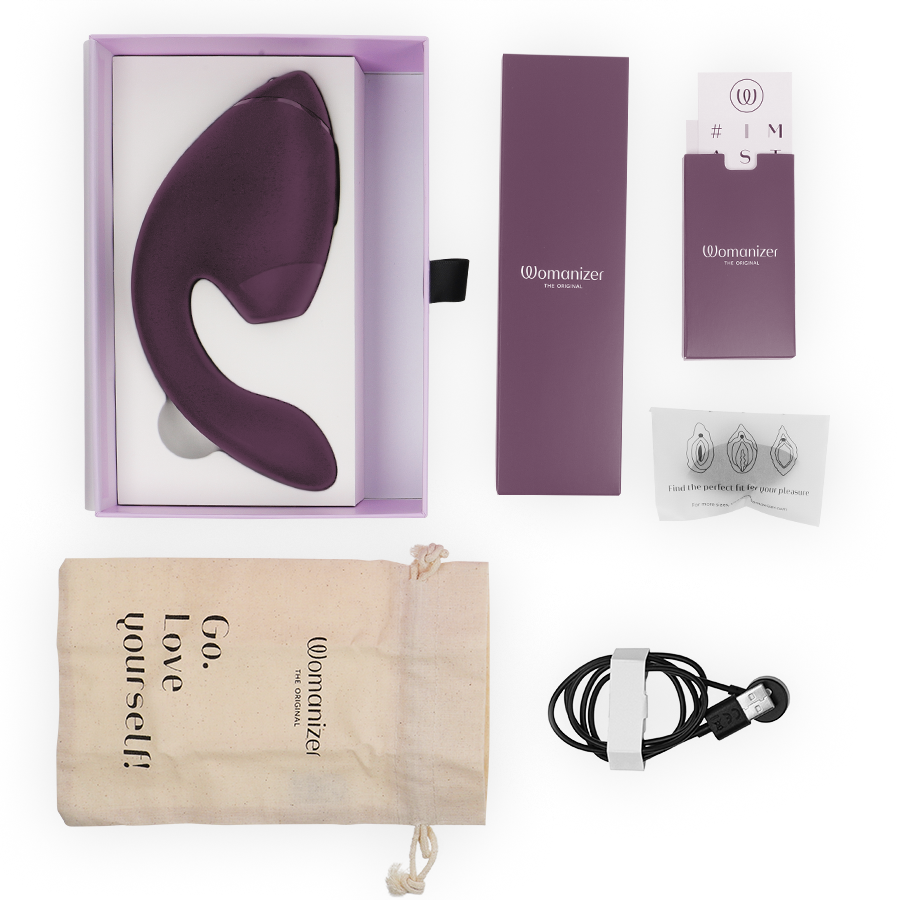 WOMANIZER - DUO NEXT STIMOLATORE DOPPIO CLITORIDEO E PUNTO G VIOLA SCURO - WOMANIZER | Lingerie Harness Boutique
