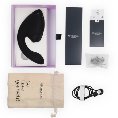 WOMANIZER - DUO NEXT STIMOLATORE DOPPIO CLITORIDEO E PUNTO G NERO - WOMANIZER | Lingerie Harness Boutique