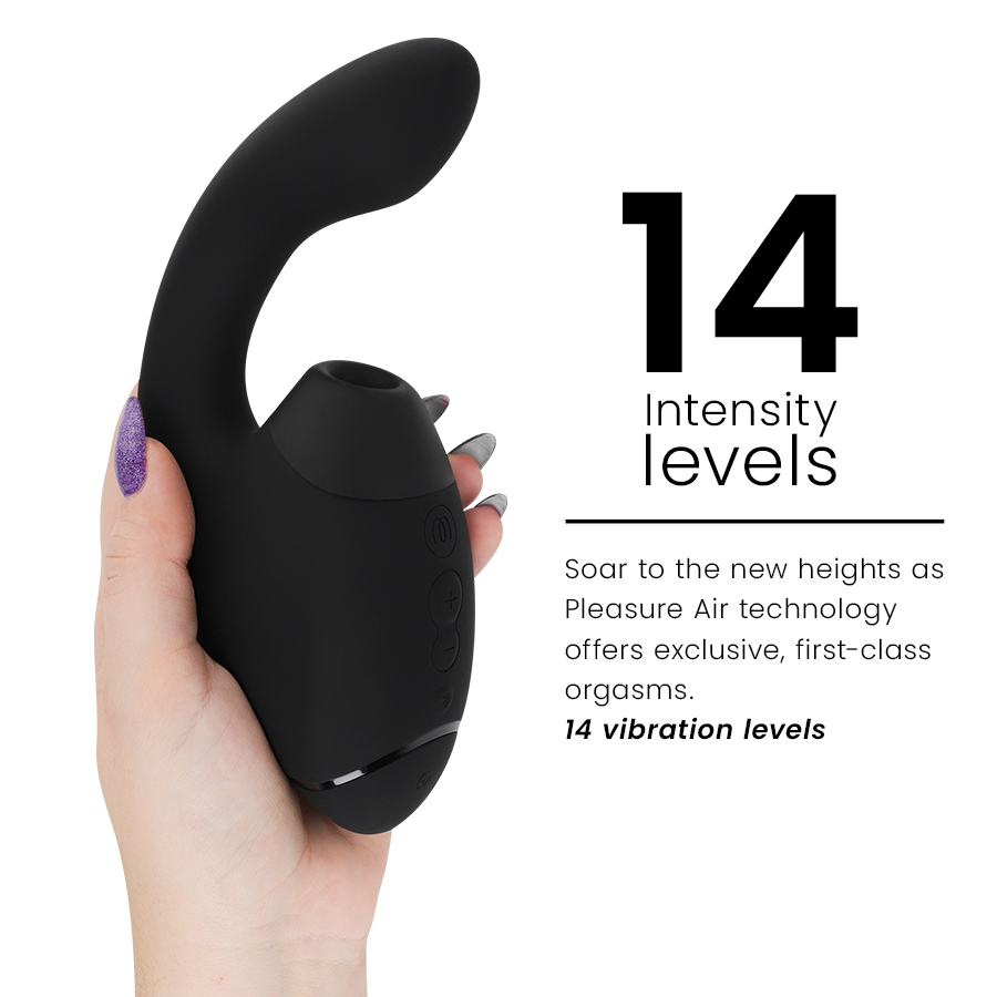 WOMANIZER - DUO NEXT STIMOLATORE DOPPIO CLITORIDEO E PUNTO G NERO - WOMANIZER | Lingerie Harness Boutique