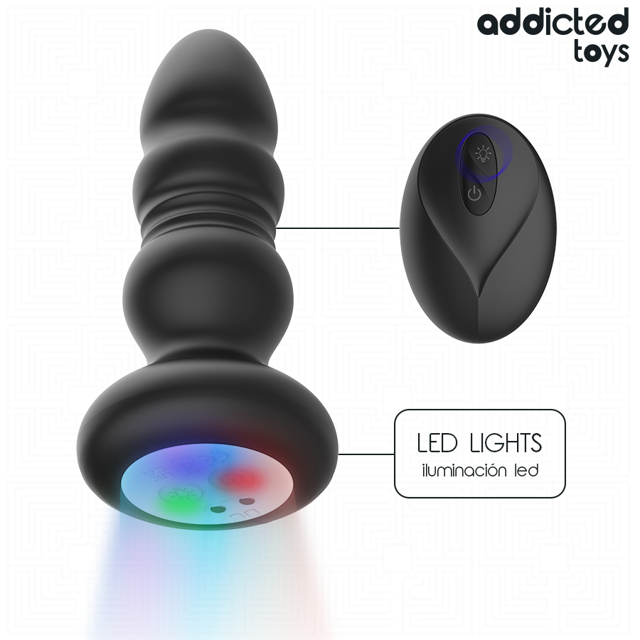 ADDICTED TOYS - TAPPO ANALE ROTANTE E VIBRANTE, LUCE LED, TELECOMANDO - ADDICTED TOYS | Lingerie Harness Boutique