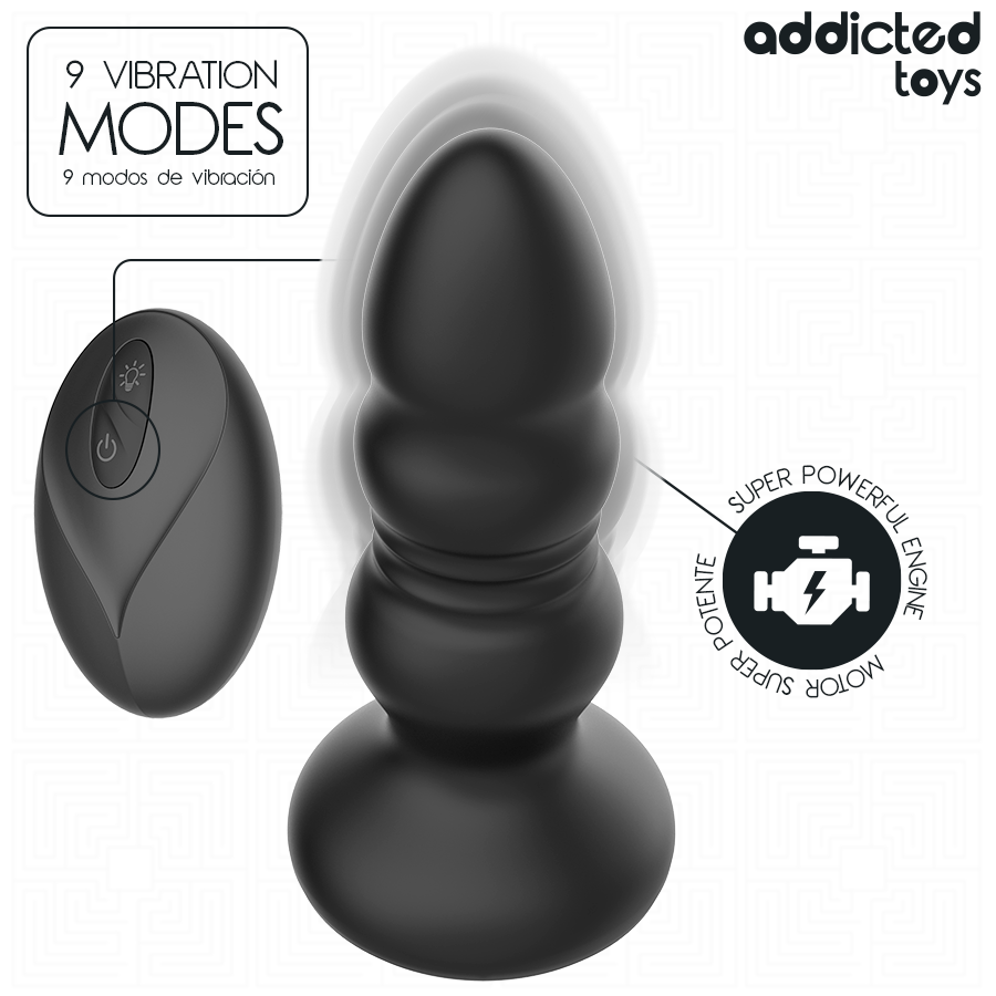 ADDICTED TOYS - TAPPO ANALE ROTANTE E VIBRANTE, LUCE LED, TELECOMANDO - ADDICTED TOYS | Lingerie Harness Boutique