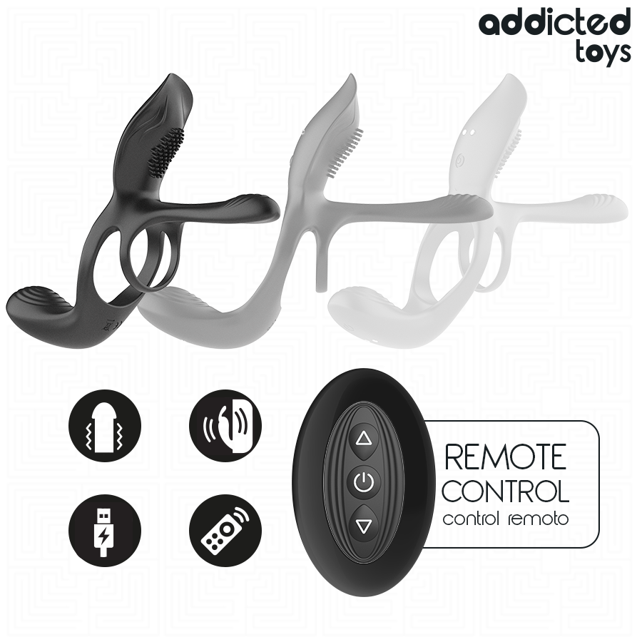 ADDICTED TOYS - DOPPIO ANELLO PER PENE CON STIMOLATORE CLITORIDEO - ADDICTED TOYS | Lingerie Harness Boutique