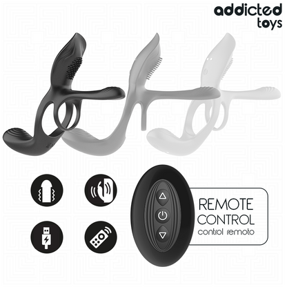 ADDICTED TOYS - DOPPIO ANELLO PER PENE CON STIMOLATORE CLITORIDEO - ADDICTED TOYS | Lingerie Harness Boutique