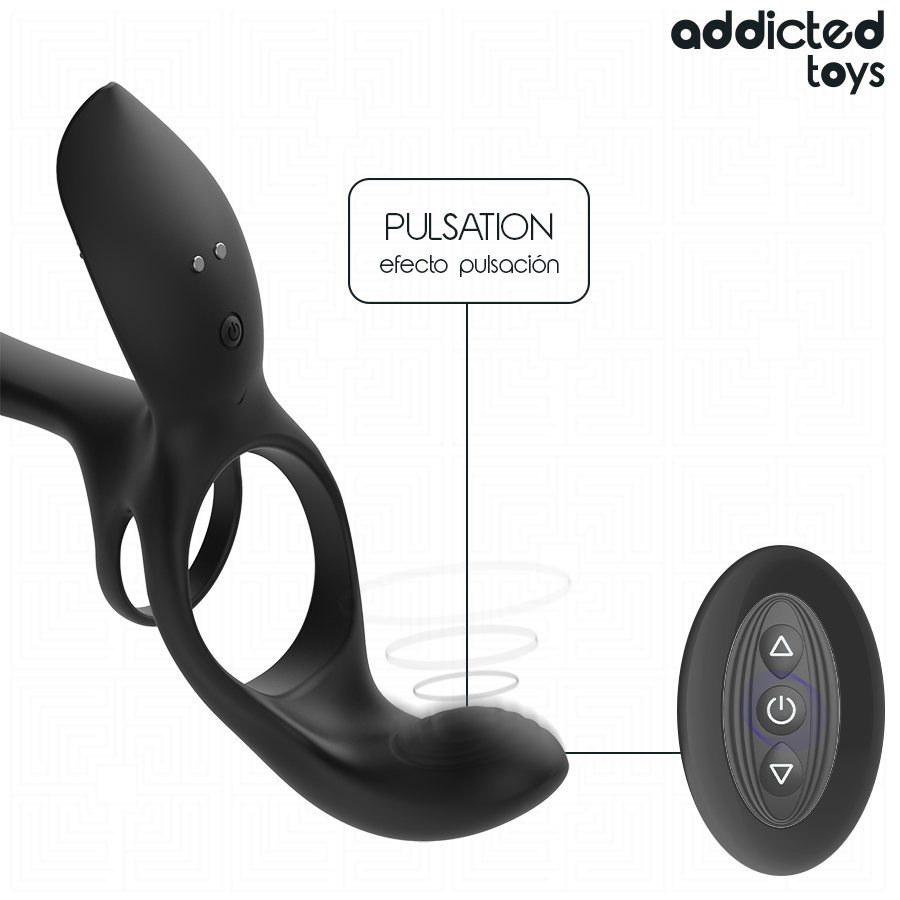 ADDICTED TOYS - DOPPIO ANELLO PER PENE CON STIMOLATORE CLITORIDEO - ADDICTED TOYS | Lingerie Harness Boutique