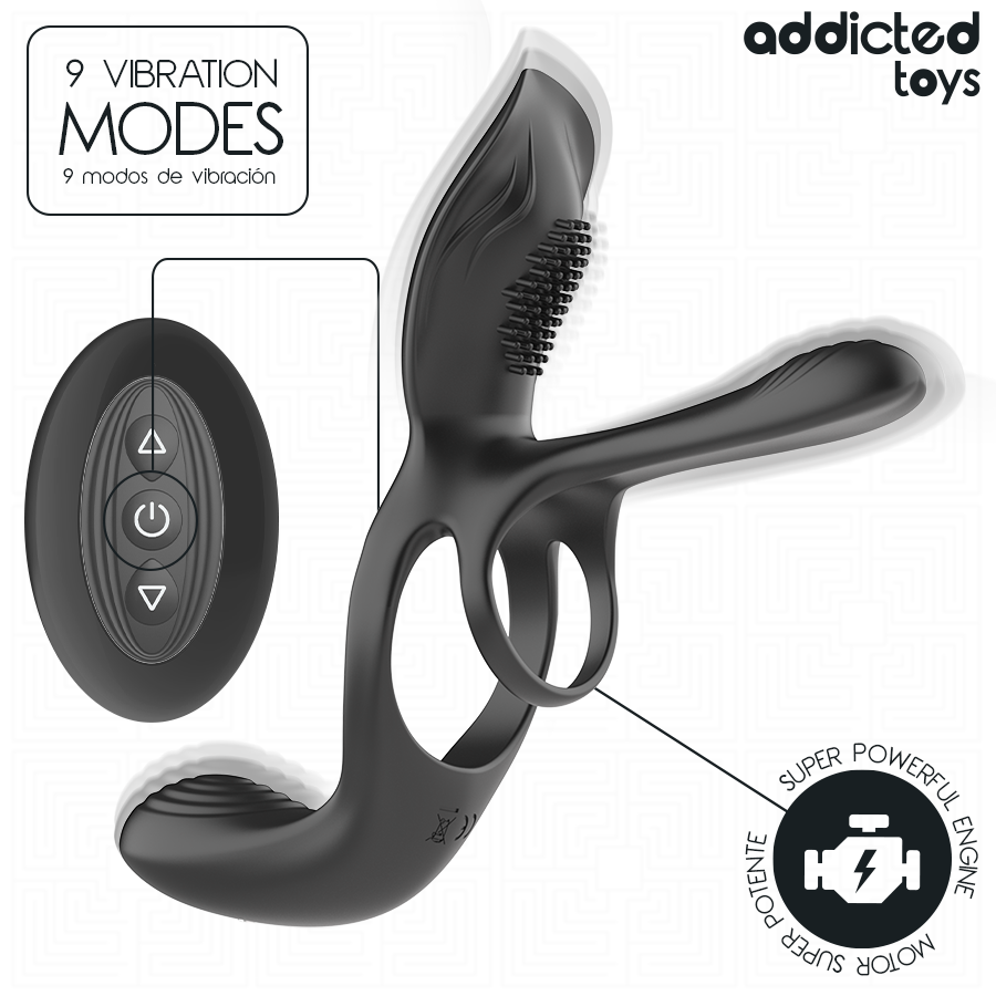 ADDICTED TOYS - DOPPIO ANELLO PER PENE CON STIMOLATORE CLITORIDEO - ADDICTED TOYS | Lingerie Harness Boutique