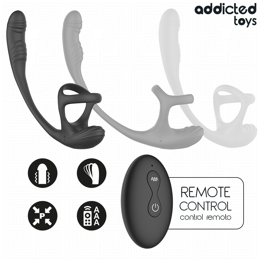 ADDICTED TOYS - PLUG ANALE CON VIBRAZIONE E OSCILLAZIONE A 360º E STIMOLATORE DEI TESTICOLI - ADDICTED TOYS | Lingerie Harness Boutique