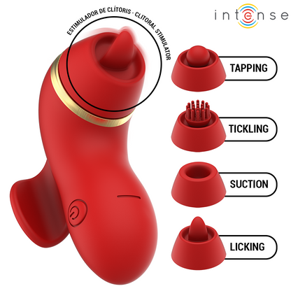INTENSE - STIMOLATORE PATTY CON 4 TESTINE, ASPIRAZIONE, COLPIMENTO, SOLLETICO E LECCA - INTENSE FUN | Lingerie Harness Boutique