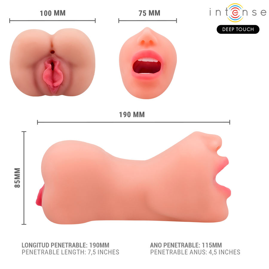 INTENSE DEEP TOUCH - MASTURBATORE RILEY A DOPPIA BOCCA E VAGINA - INTENSE DEEP TOUCH | Lingerie Harness Boutique