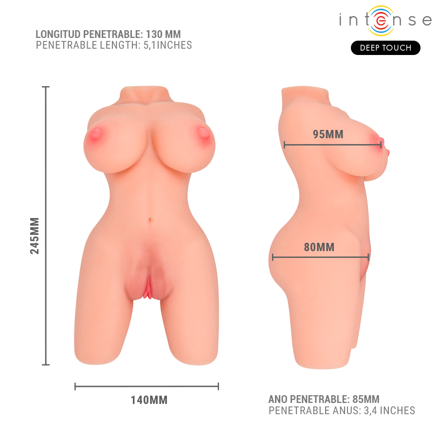 INTENSE DEEP TOUCH - JESSE TORSO DOPPIA VAGINA E MASTURBATORE ANO - INTENSE DEEP TOUCH | Lingerie Harness Boutique