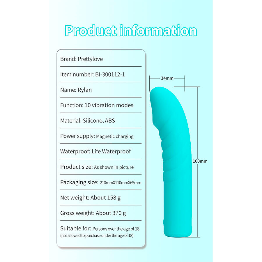 PRETTY LOVE - RYLAN VIBRATORE BLU G-SPOT - HIGH TECH | Lingerie Harness Boutique