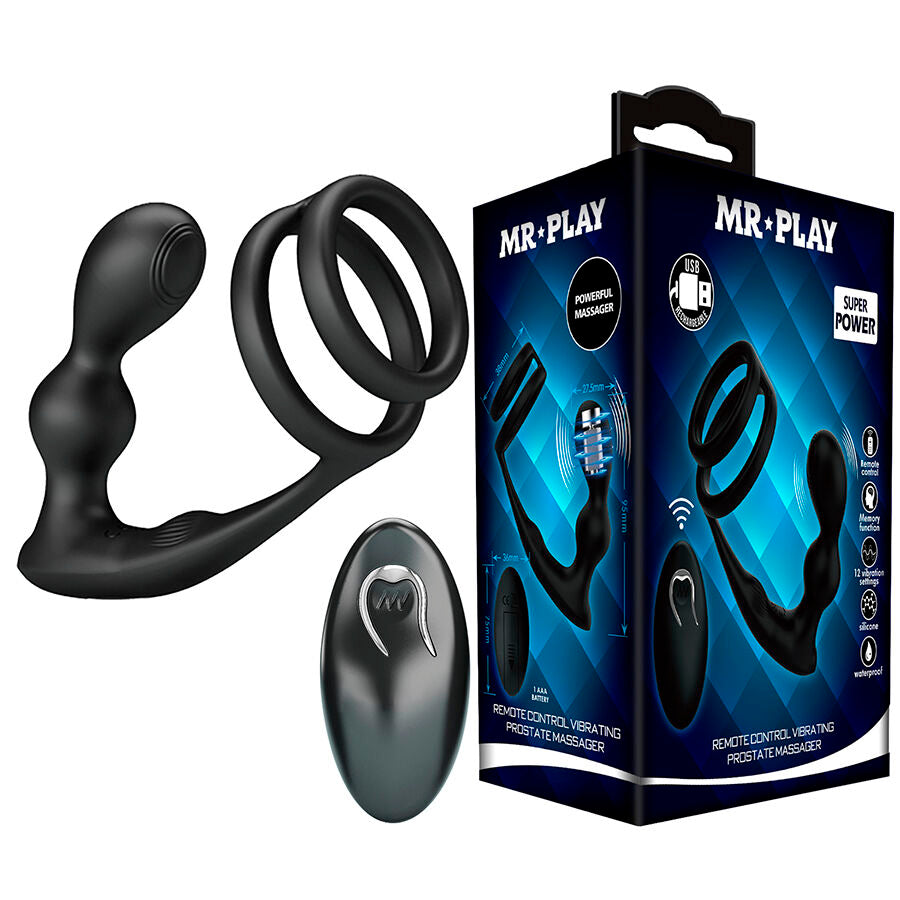 MR PLAY - PLUG ANALE VIBRANTE CON ANELLO PER PENE E TELECOMANDO - MR PLAY | Lingerie Harness Boutique