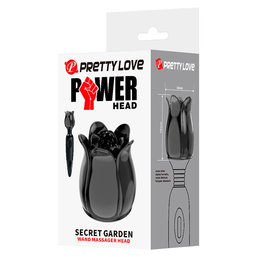 PRETTY LOVE - SECRET GARDEN TESTA DA MASSAGGIO NERA - HIGH TECH | Lingerie Harness Boutique