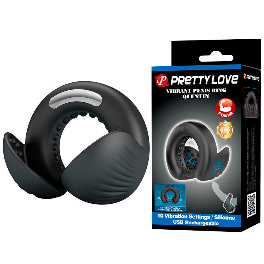 PRETTY LOVE - QUENTIN ANELLO PER PENE CON STIMOLATORE TESTICOLARE - FOR HIM | Lingerie Harness Boutique