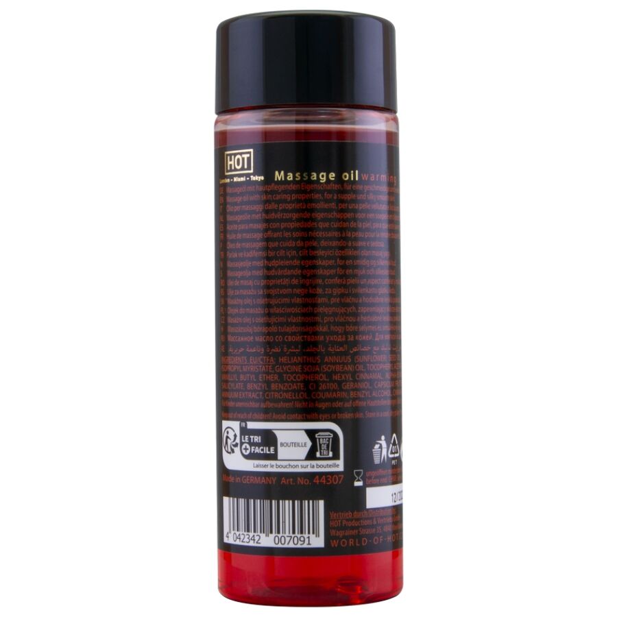 HOT - OLIO DA MASSAGGIO RISCALDANTE 100 ML - HOT | Lingerie Harness Boutique