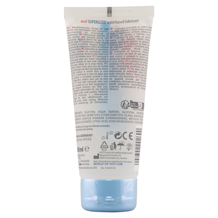 HOT - ANAL SUPERGLIDE LIQUID PLEASURE LUBRIFICANTE A BASE D'ACQUA 100 ML - HOT | Lingerie Harness Boutique