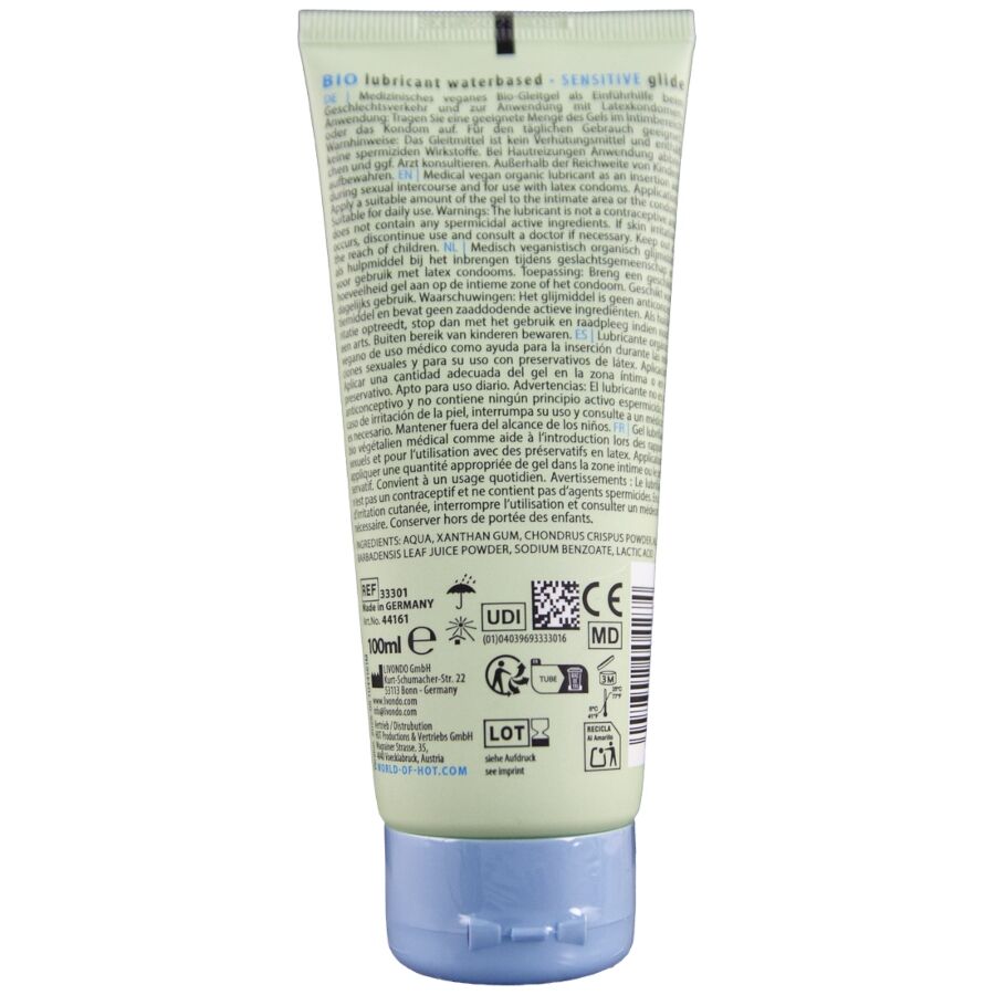 HOT - BIO LUBRIFICANTE A BASE ACQUA SENSITIV 100 ML - HOT | Lingerie Harness Boutique
