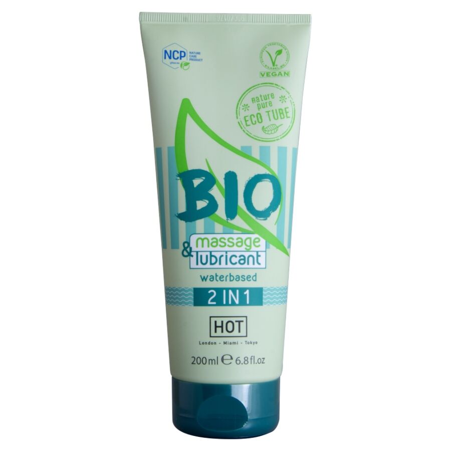 HOT - BIO MASSAGGIO E LUBRIFICANTE A BASE D'ACQUA 2 IN 1 200 ML - HOT | Lingerie Harness Boutique