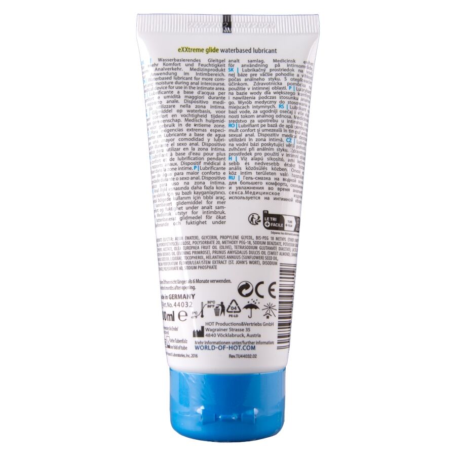 HOT - EXXTREME GLIDE LUBRIFICANTE A BASE D'ACQUA + OLIO COMFORT A+ 100 ML - HOT | Lingerie Harness Boutique