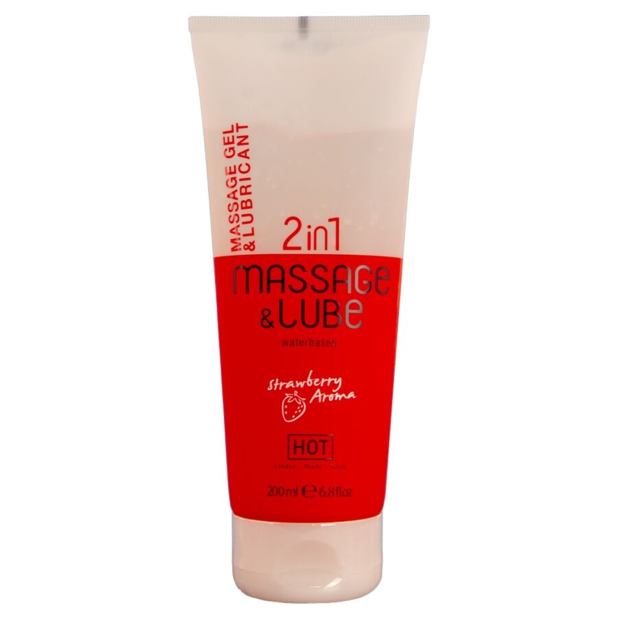 HOT - MASSAGE & GLIDE GEL 2IN1 FRAGOLA 200 ML - HOT | Lingerie Harness Boutique