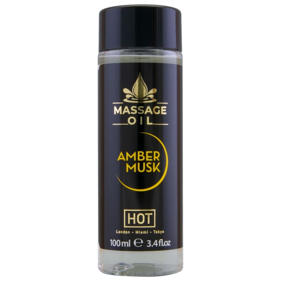 HOT - OLIO DA MASSAGGIO AMBRA E MUSCHIO 100 ML - HOT | Lingerie Harness Boutique