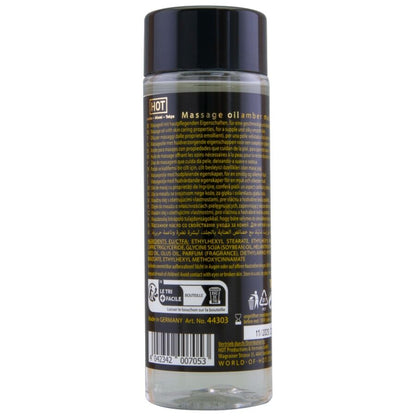 HOT - OLIO DA MASSAGGIO AMBRA E MUSCHIO 100 ML - HOT | Lingerie Harness Boutique