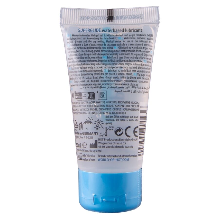HOT - SUPERGLIDE LIQUID PLEASURE LUBRIFICANTE A BASE D'ACQUA 30 ML - HOT | Lingerie Harness Boutique