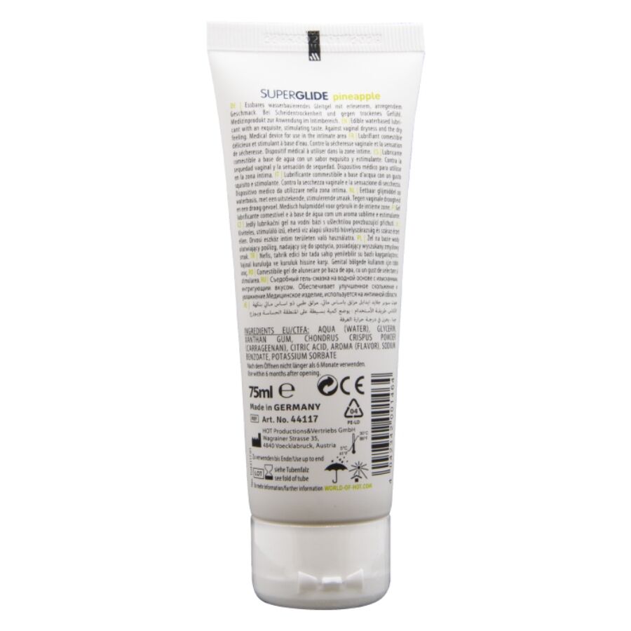 HOT - SUPERGLIDE LUBRIFICANTE COMMESTIBILI A BASE D'ACQUA ANANAS 75 ML - HOT | Lingerie Harness Boutique