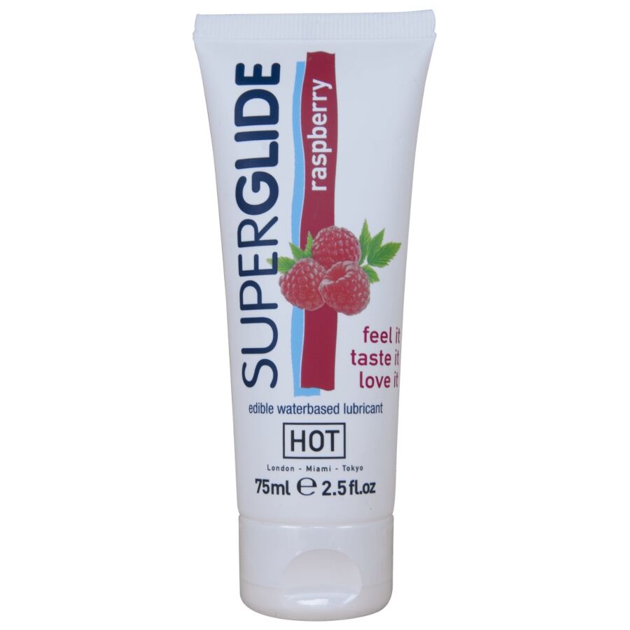 HOT - SUPERGLIDE LUBRIFICANTE COMMESTIBILI A BASE D'ACQUA LAMPONE 75 ML - HOT | Lingerie Harness Boutique