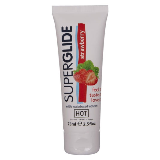 HOT - SUPERGLIDE LUBRIFICANTE COMMESTIBILI A BASE D'ACQUA FRAGOLA 75 ML - HOT | Lingerie Harness Boutique
