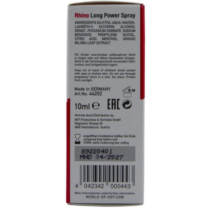 HOT - RHINO SPRAY A LUNGA POTENZA 10 ML - HOT | Lingerie Harness Boutique