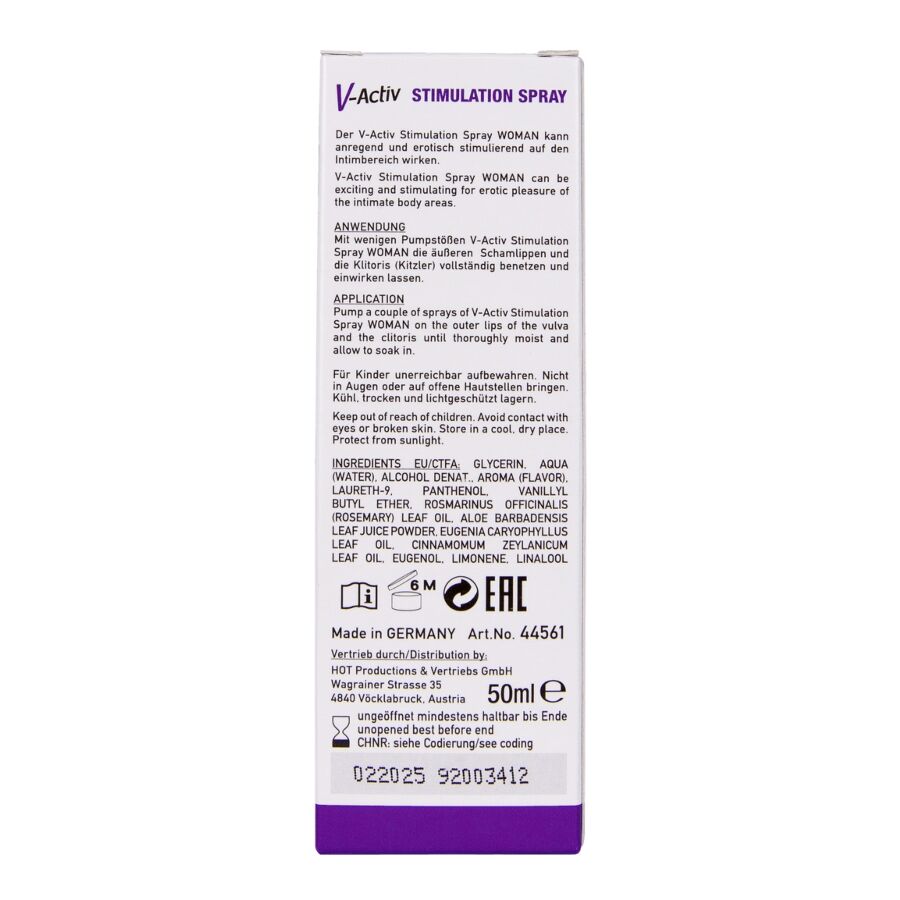 HOT - V-ACTIV SPRAY STIMOLANTE DONNA 50 ML - HOT | Lingerie Harness Boutique