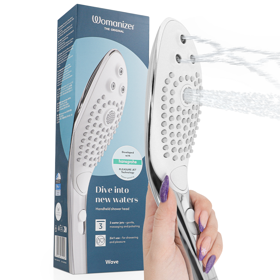 WOMANIZER - SOFFIONE DOCCIA STIMOLANTE CLITORIDEO WAVE CROMATO - WOMANIZER | Lingerie Harness Boutique